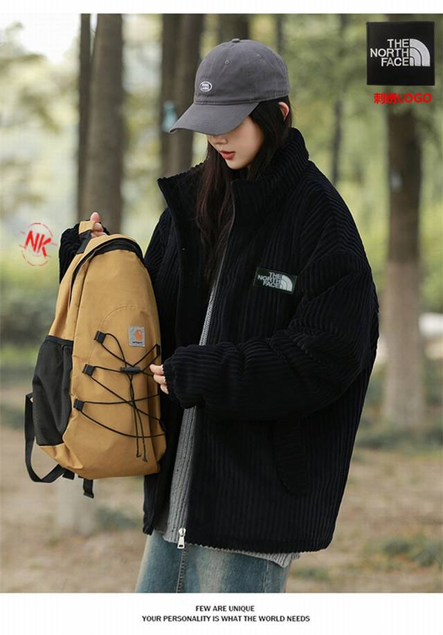 Embroidered Logo The North Face series, men's winter coat, stand-up collar cotto