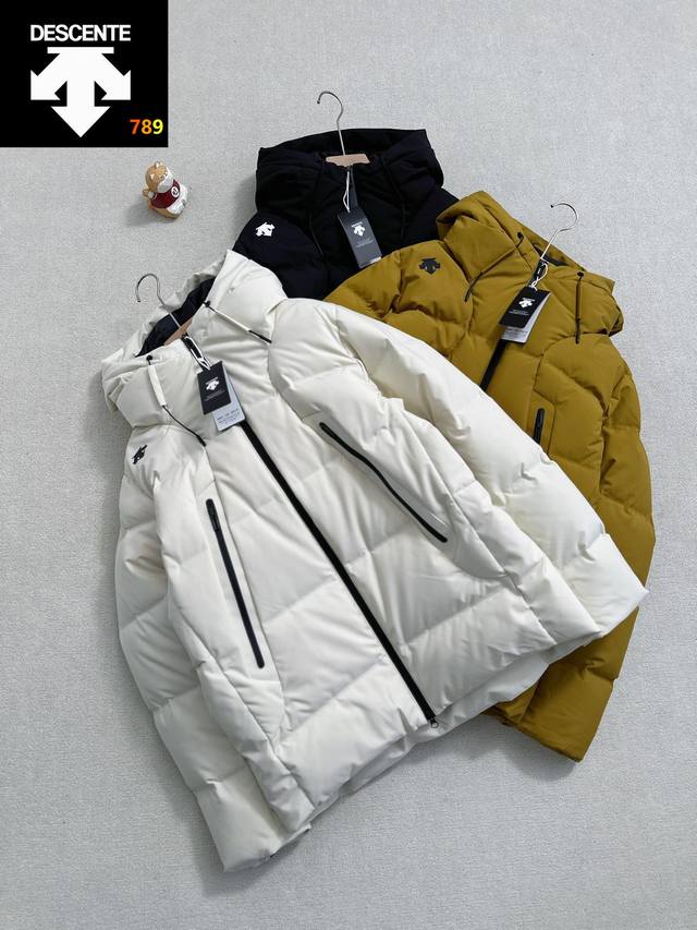 Descente 2025 New Unisex Hooded Down Jacket with Light-to-Heat Technology, Short