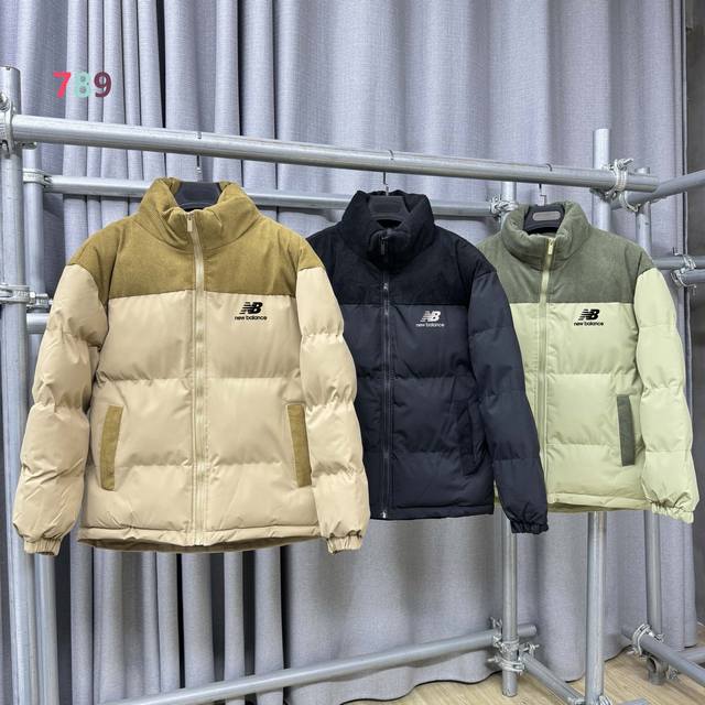 New Balance Thickened Cotton-padded Corduroy Color Block Padded Jacket/Puff Coat