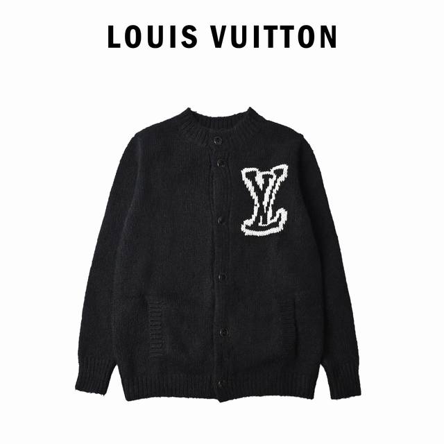 Louis Vuitton precoll black button-down knit cardigan. Made of soft and skin-fri