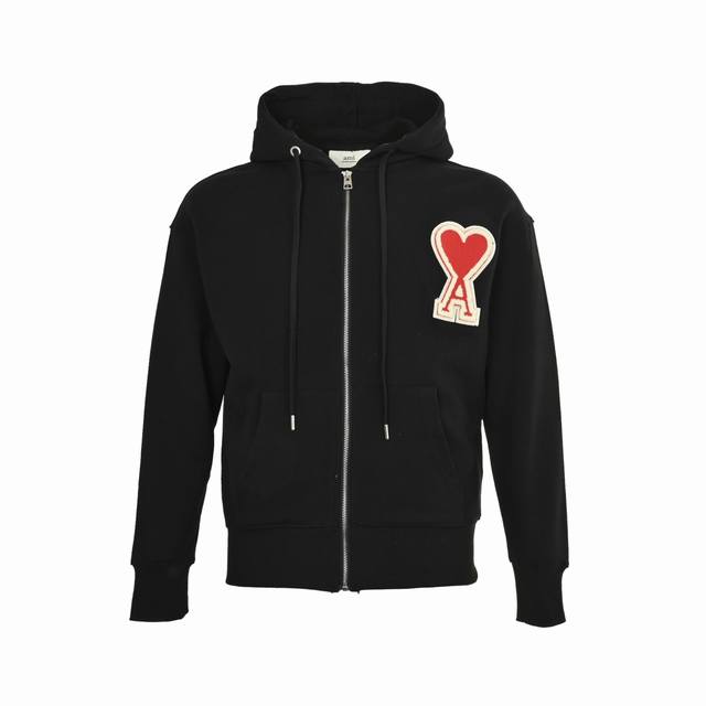 Ami Paris Large Heart Embroidered Zipper Sweatshirt Jacket Let's skip all the fa