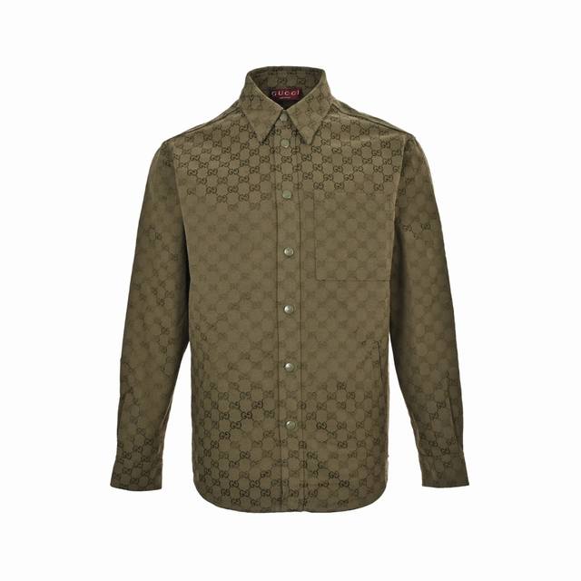 Gucci Button Matching Double G All-over Jacquard Stand Collar Shirt Jacket. Orig