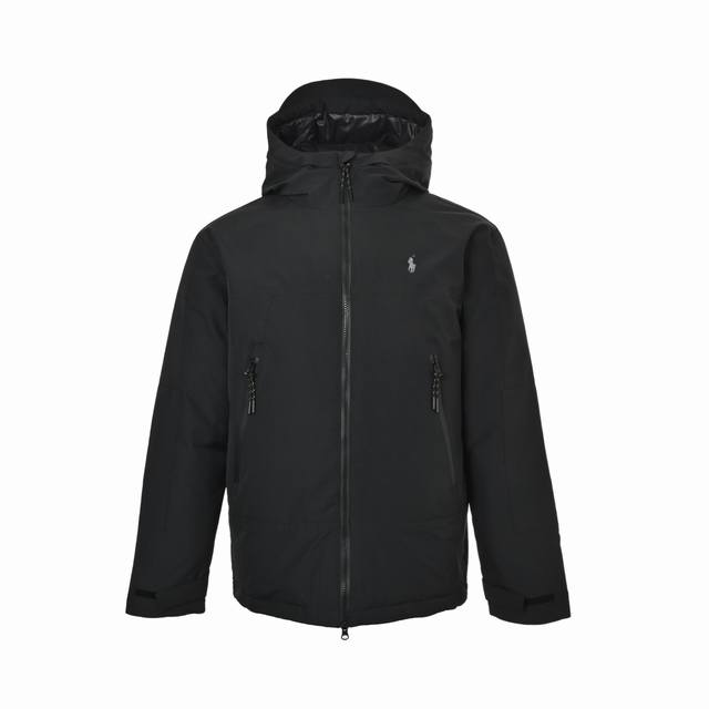 Ralph Lauren Embroidered Logo Hooded Down Jacket. Made of high-density nylon taf
