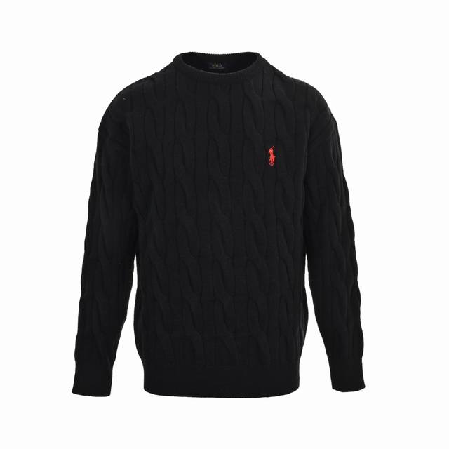 Ralph Lauren Classic Cable Knit Embroidered Crew Neck Sweater ( ) Features high-