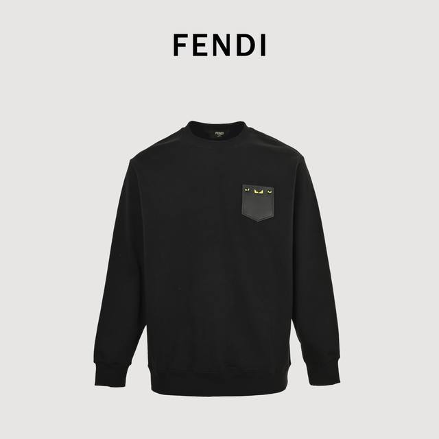 Fendi Fd Pocket Small Eyes Crew Neck Sweatshirt . Made with 400g double-ply ter