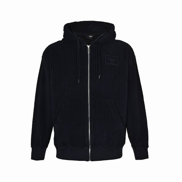 Fendi Blue Corduroy Zip-Up Sweatshirt Jacket. Made from 100% cotton corduroy fab