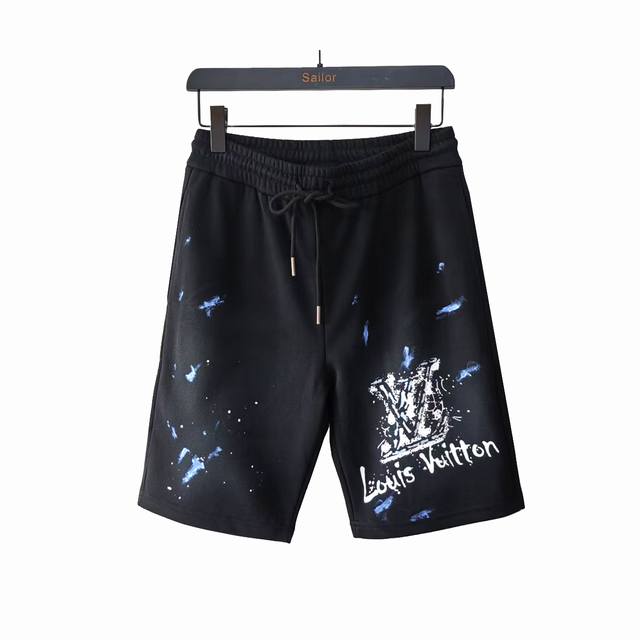 Real shot details + size chart Louis Vuitto hand-painted graffiti logo shorts Hi