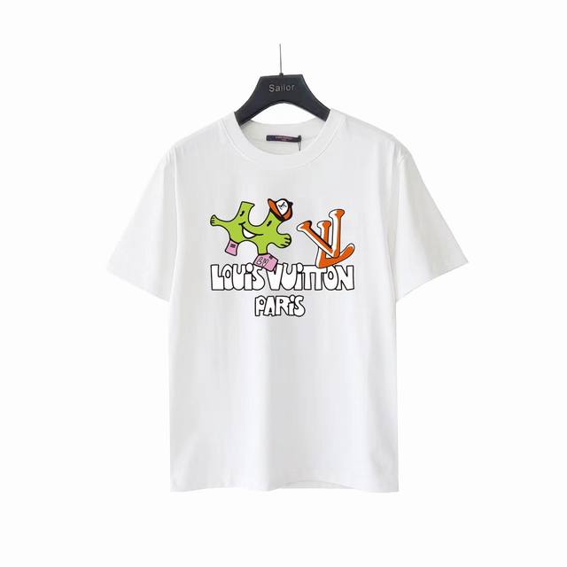 Real Shot Details + Size Chart Louis Vuitton Cartoon Logo Short-Sleeve T-Shirt F