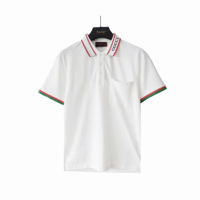 Size Chart + Real Shot Details Gucci Letter Webbing Collar Double G Logo Shirt U