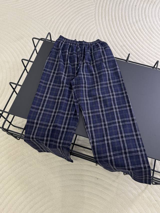 K566# Balenciaga Blcg 25Fw 88 Blue Checkered Appliqu
