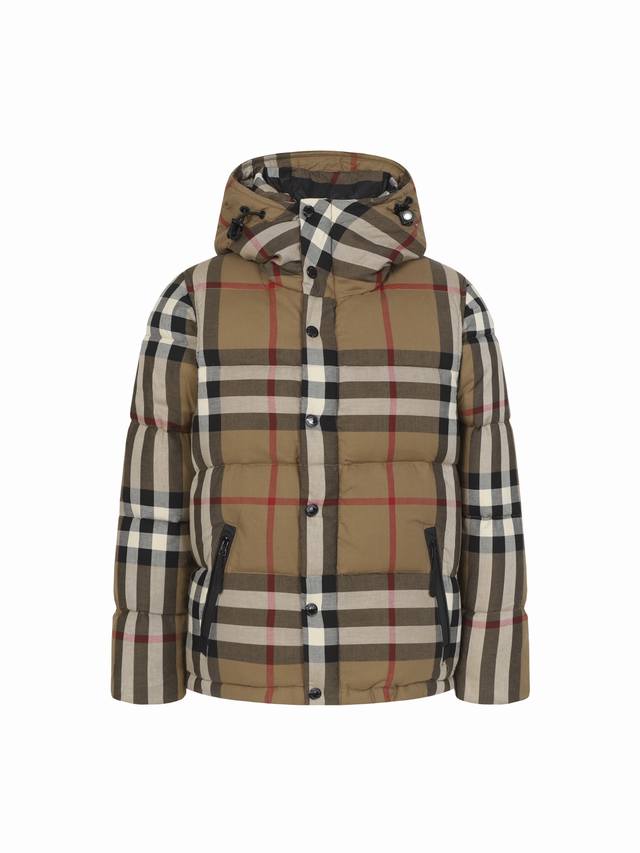 K582# Burberry classic basic check sleeve detachable two-in-one hooded down jack