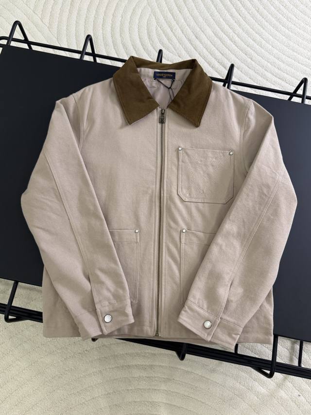 K551# Louis Vuitton 25Ss Pocket Hollow-out Embroidered Canvas Jacket Official We