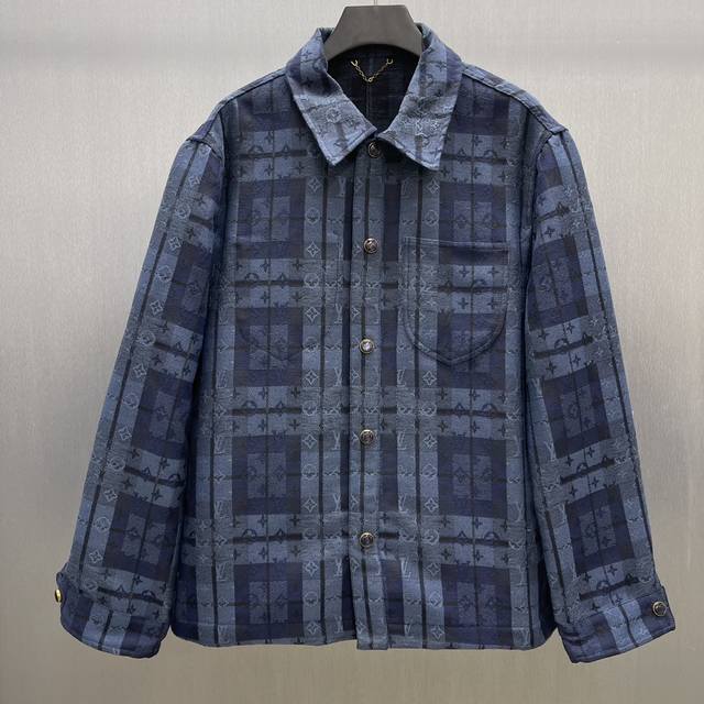 Lu Checkered Jacquard Shirt Jacket Size: S-XL This denim jacket style shirt feat