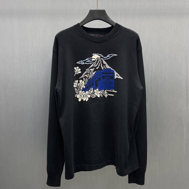 Lu Train Cherry Blossom Knit Crew Neck Sweater Size: S-XL A collaboration betwee