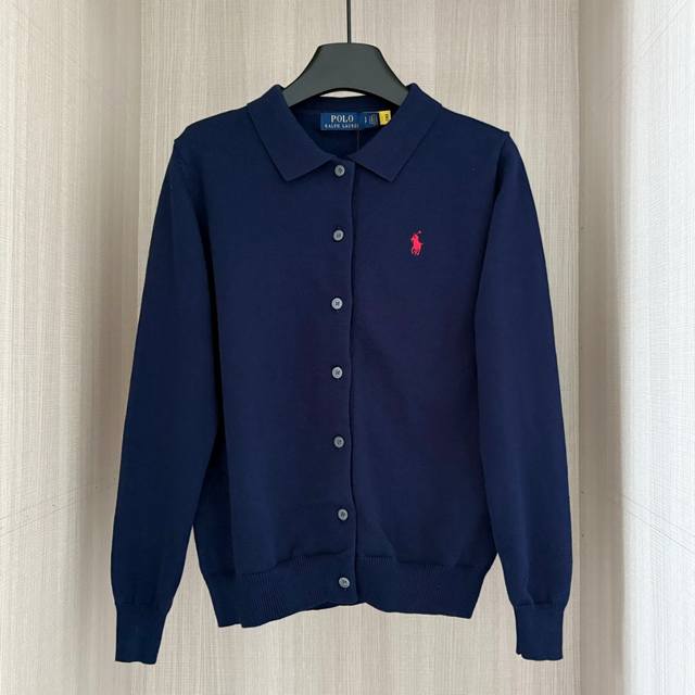 W -110 Ralph Lauren 10-Color Classic Embroidered High-Precision Knit Cardigan wi