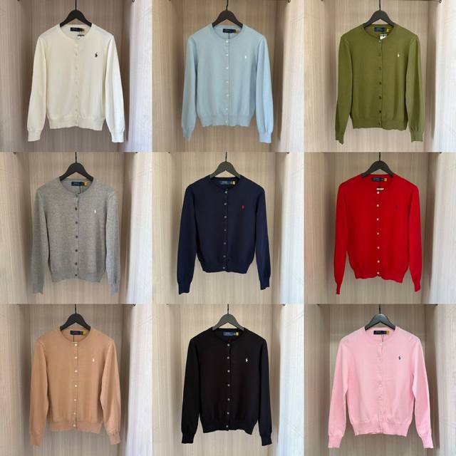 W603- Ralph Lauren 10-Color Classic Embroidered High-Precision Knit Cardigan Cre