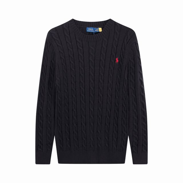 Ralph Lauren Crew Neck Solid Color Pony Embroidered Logo Cable Knit Sweater Ralp