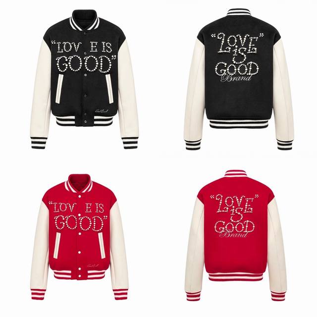 Style Number: 101, Goodbrand Love Is Good Classic Pearl Slogan Color Block Base