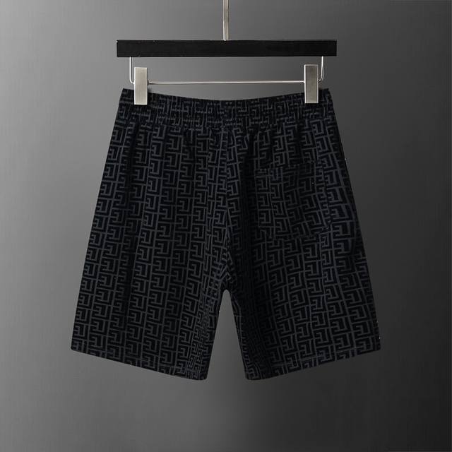 Style No.: A916# Main 2026 Spring/Summer New Men's All-Over Flocked Casual Shor