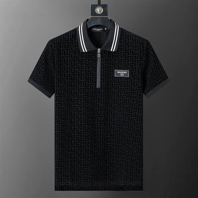 Style No.: A870# Bal*Main 2026 Spring/Summer New All-Over Flocked Print Polo Sh