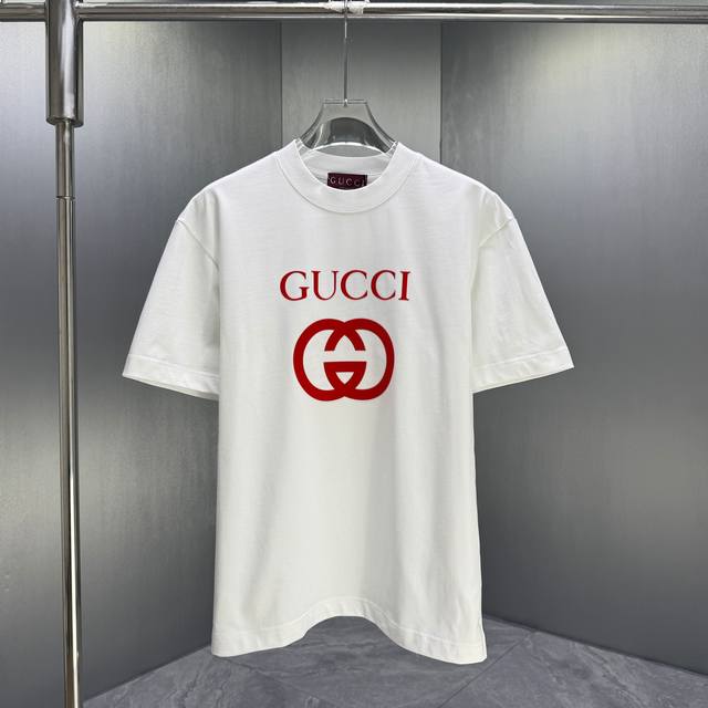 Gucci* 2026 Spring/Summer New Short-Sleeve T-Shirt Custom Pure Cotton Letter Log