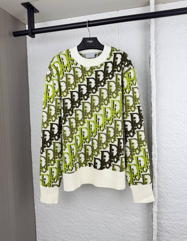 Dior Letter Jacquard Gradient Knit Sweater Xs SML