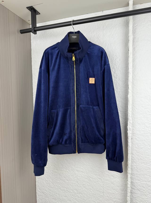 LV Louis Vuitton velvet zip-up pocket ribbed jacket SML XL