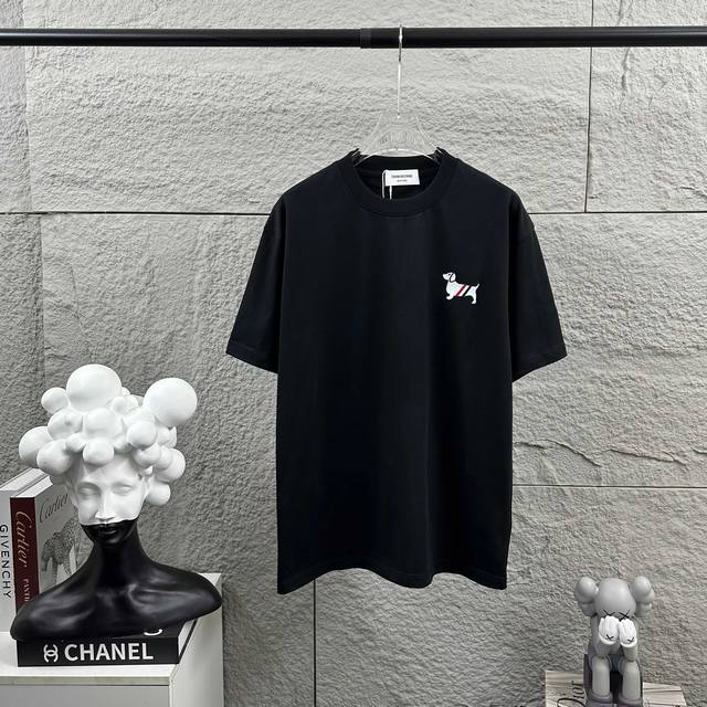 Thom Browne Spring/Summer New Short-Sleeve T-Shirt, Classic 3D Dachshund Embroid