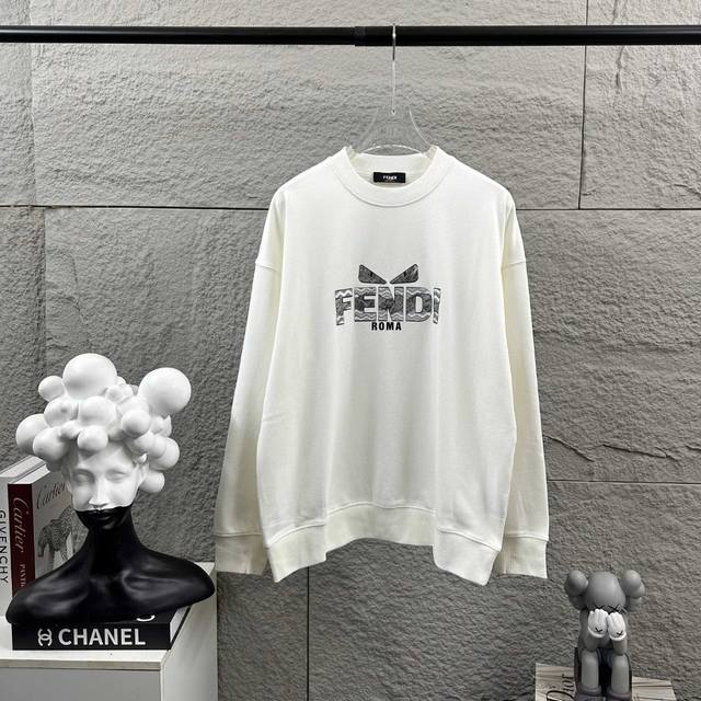 Fen*Di Fendi Autumn/Winter New Long-Sleeved Crew Neck Sweatshirt, 3D Thick Silic