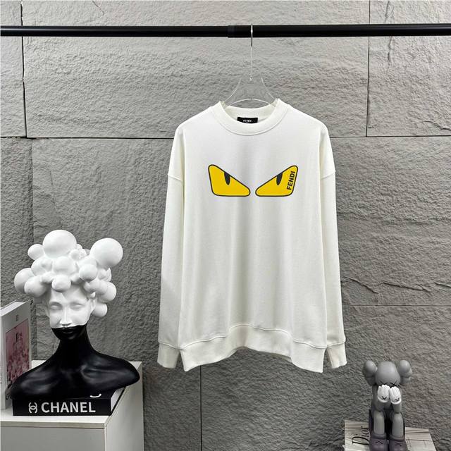 Fen*Di Fendi Autumn/Winter New Long-Sleeved Crew Neck Sweatshirt, 3D Thick Silic