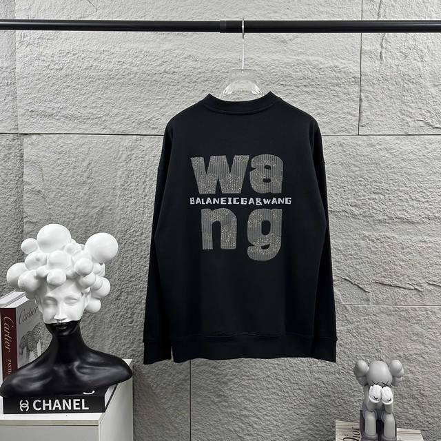 Alexander*Wang*Autumn/Winter Long-Sleeve Crew Neck Sweatshirt with Rhinestone a