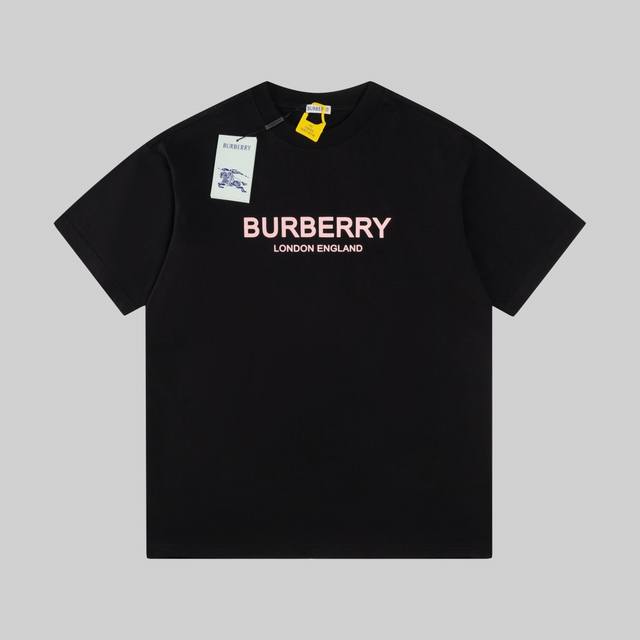 High-quality Burberry logo print short-sleeved T-shirt for couples. Classic Bri