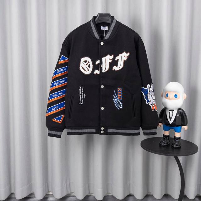 Off White Baseball Uniform 25Ss Runway Style. Moderate thickness, high-density h