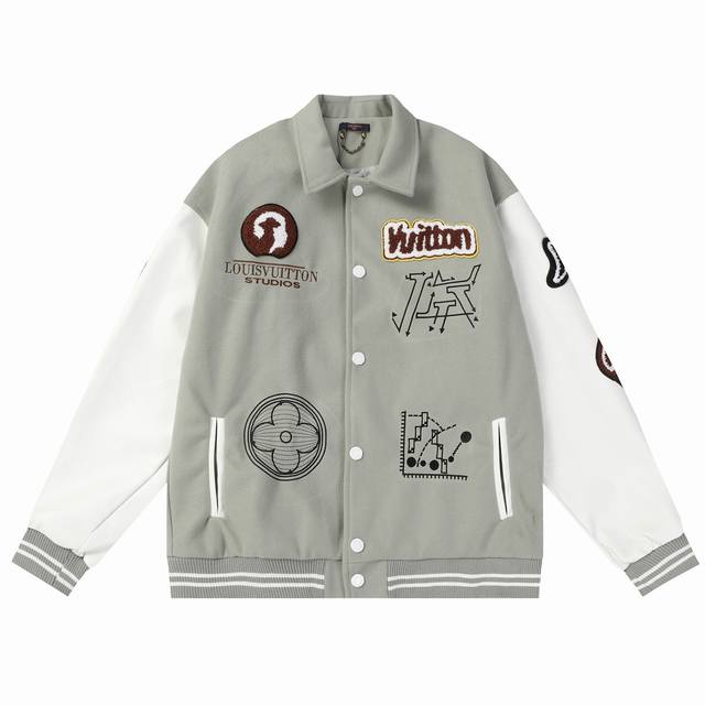 B35 Lv Evil Eye Towel Embroidery and Geometric Flat Embroidery Baseball Jacket H