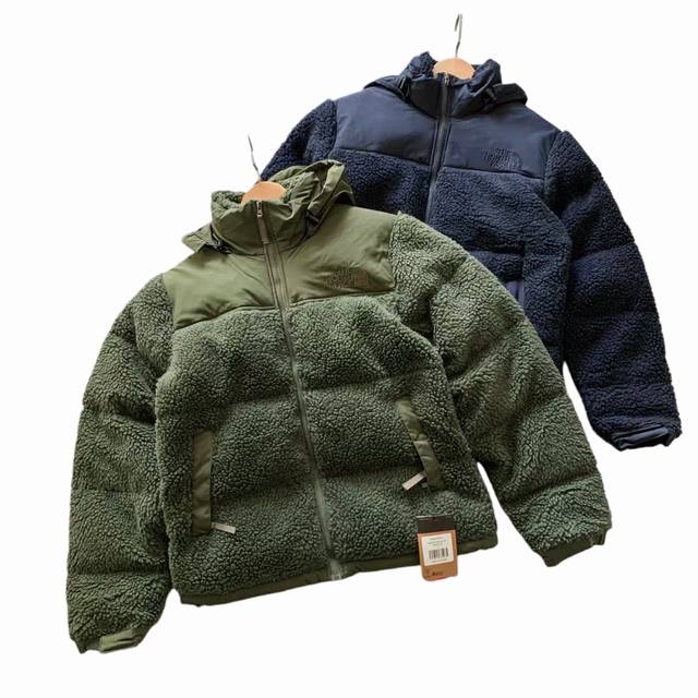 Top Exclusive Real Shot - The North Face Lambswool Patchwork Two-Tone Down Jacke