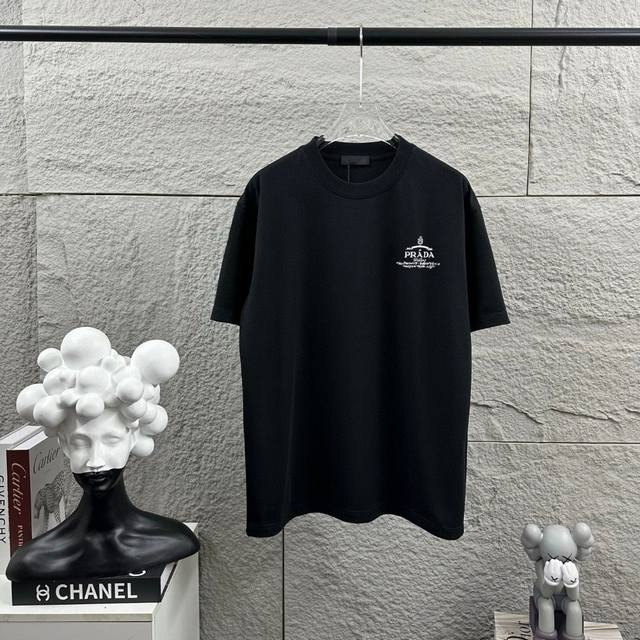 Prada Spring/Summer Style Unique Classic Embroidered Double Yarn Plain Cotton S