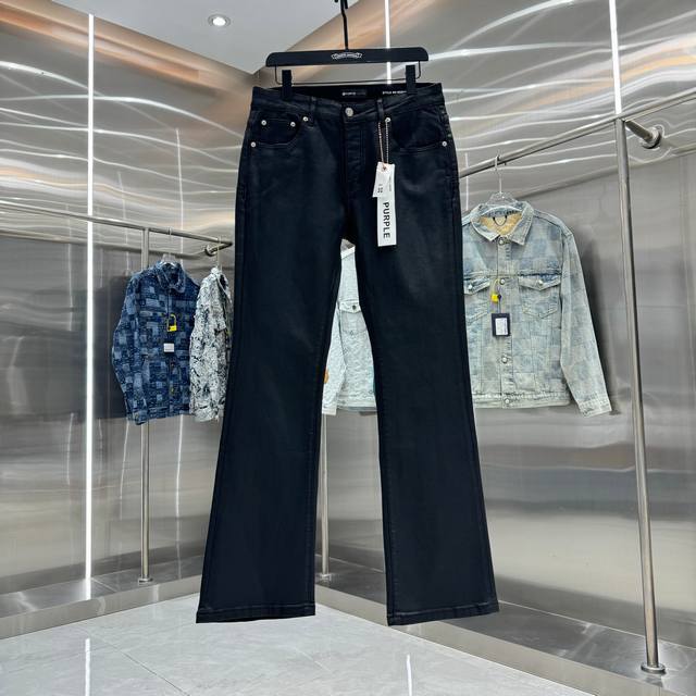 purple Brand Streetwear Style Flared Stretch Jeans, Black, Sizes 30, 32, 34, 36,