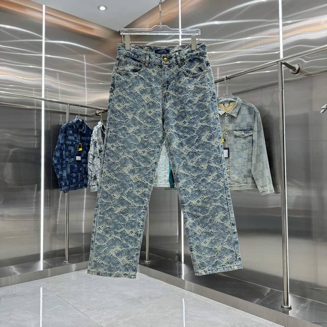 Lv Louis 2025 New Monogram All-Over Jacquard Classic Five-Pocket Skateboard Jean