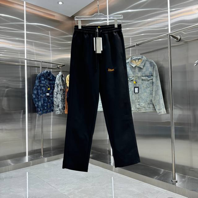 Dior 2025 Fall/Winter New Logo Embroidered + Print Casual Pants, 360g Weight, C