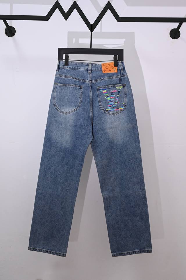 Style No.: M2165 Louis Vuitton Ss25 Pocket Cartoon Print Straight Leg Jeans, Un