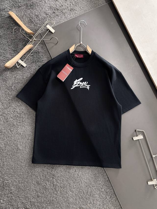 Gucci 25Ss Summer New Crew Neck Short Sleeve T-Shirt! Made of 270g heavyweight h
