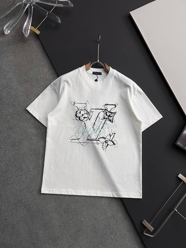 Lv Louis Vuitton 25Ss Summer New Crew Neck Short Sleeve T-Shirt! Made of 270g he