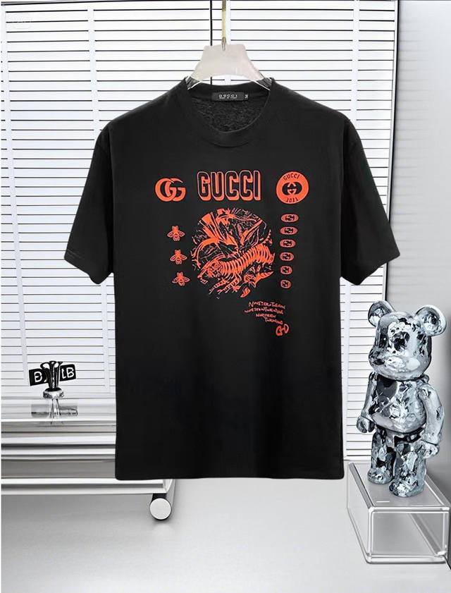 Gucci, 25Ss high-quality version crew neck short-sleeved T-shirt with printed lo