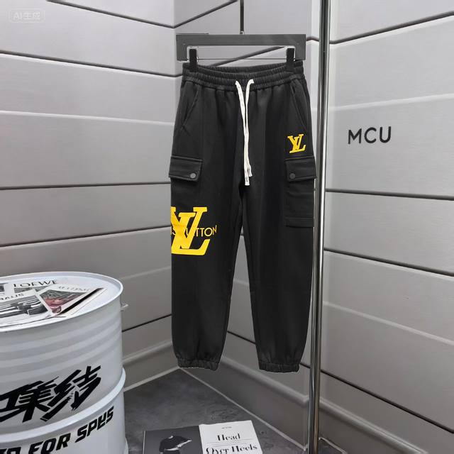 Lv 2025 Autumn New Casual Pants, made of high-quality cotton fabric, super comfo