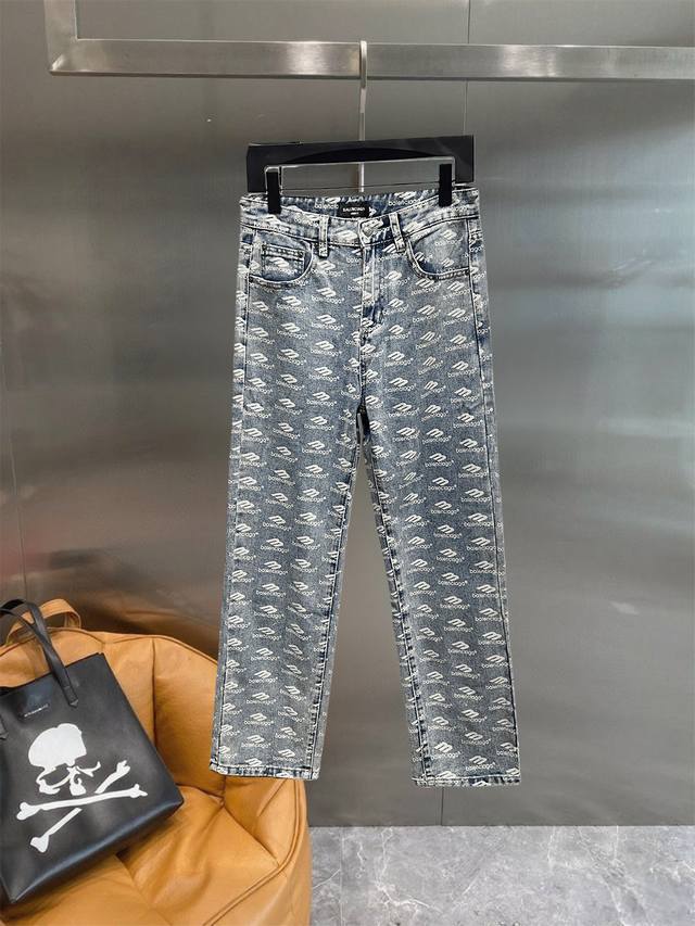Balenciaga classic all-over logo print jeans. Very distinctive when worn! Made o