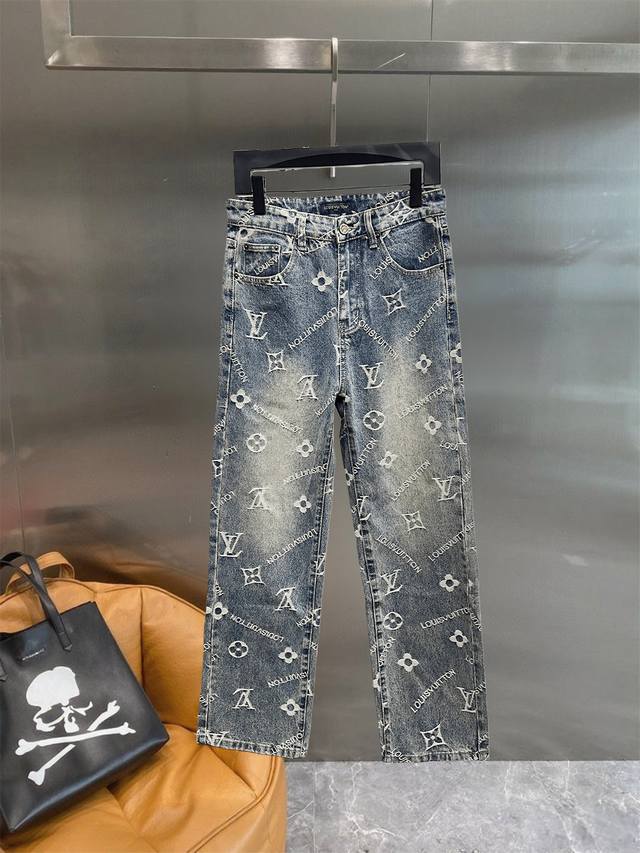 Louis Vuitton classic all-over logo jeans. Very distinctive when worn! Made of