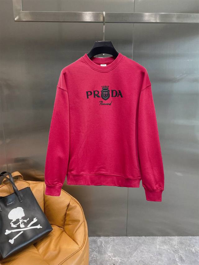 Prada 2025 Autumn/Winter New Long-Sleeve Crew Neck Sweatshirt, High-End Version