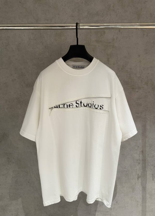 Acne New Short-Sleeve T-Shirt ( ) Heavyweight 340g double yarn fabric, 3D embroi