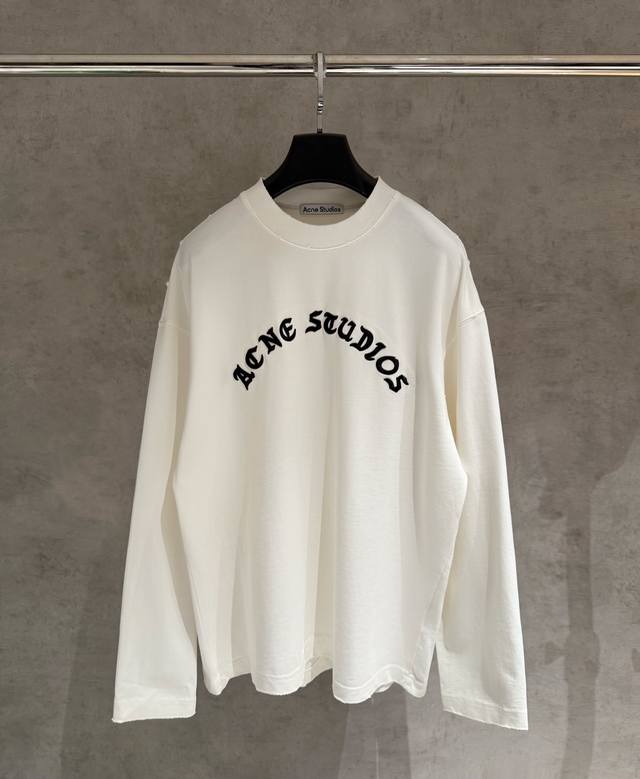 Acne Studios New 3D Embroidered Long-Sleeve Sweatshirt/T-Shirt. Heavyweight 340g