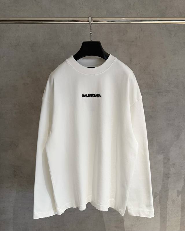 Balenciaga 25Ss Logo Embroidered Long-Sleeve T-Shirt. Made with custom-dyed 100%